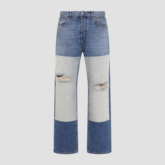 Straight-Leg Jeans Blue Cotton