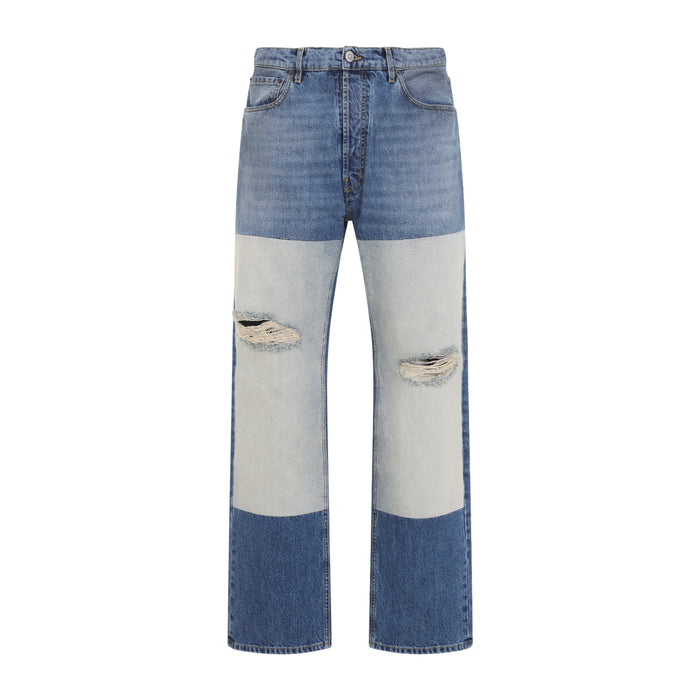 Straight-Leg Jeans Blue Cotton