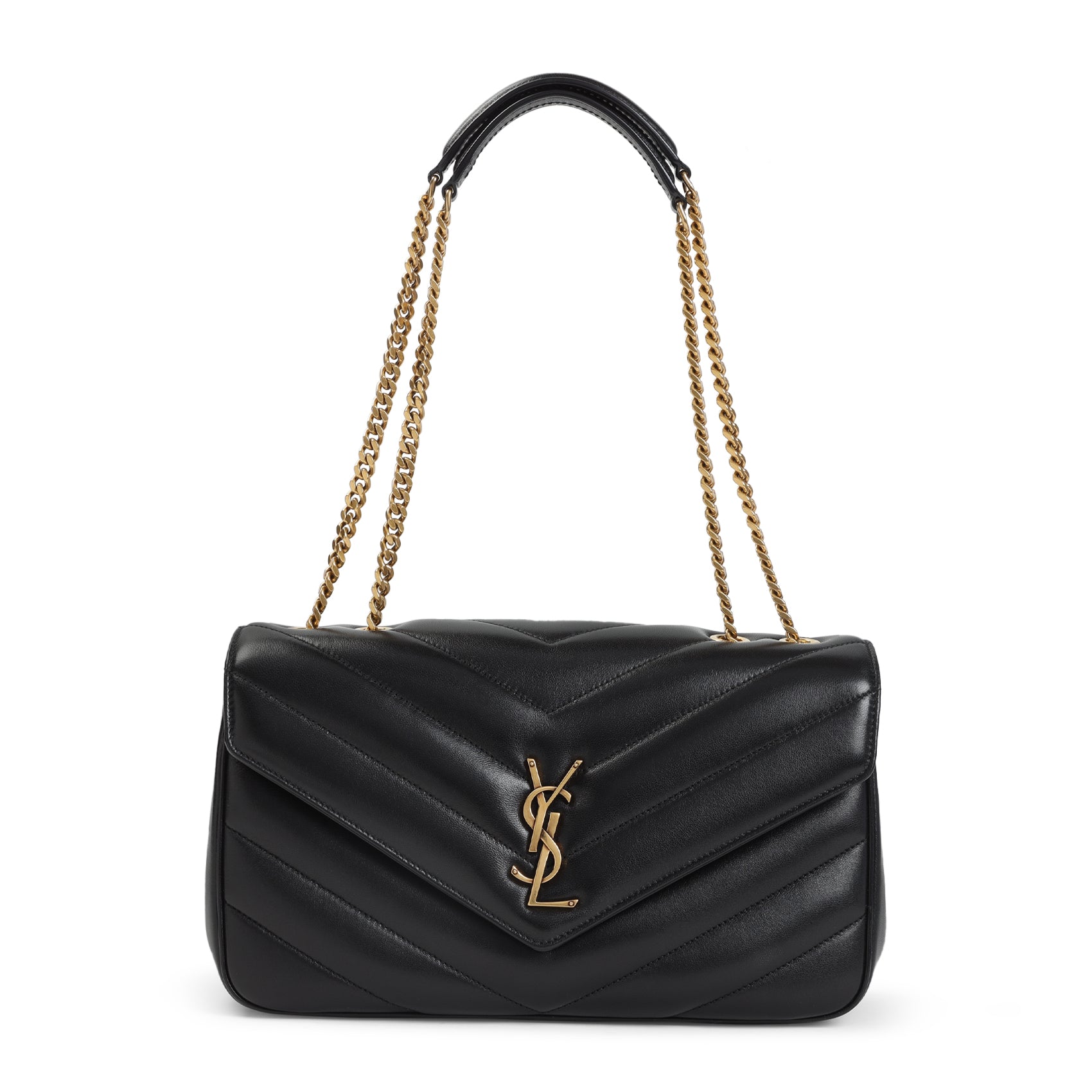 Loulou M Matelassé Leather Shoulder Bag Black Matelasse`