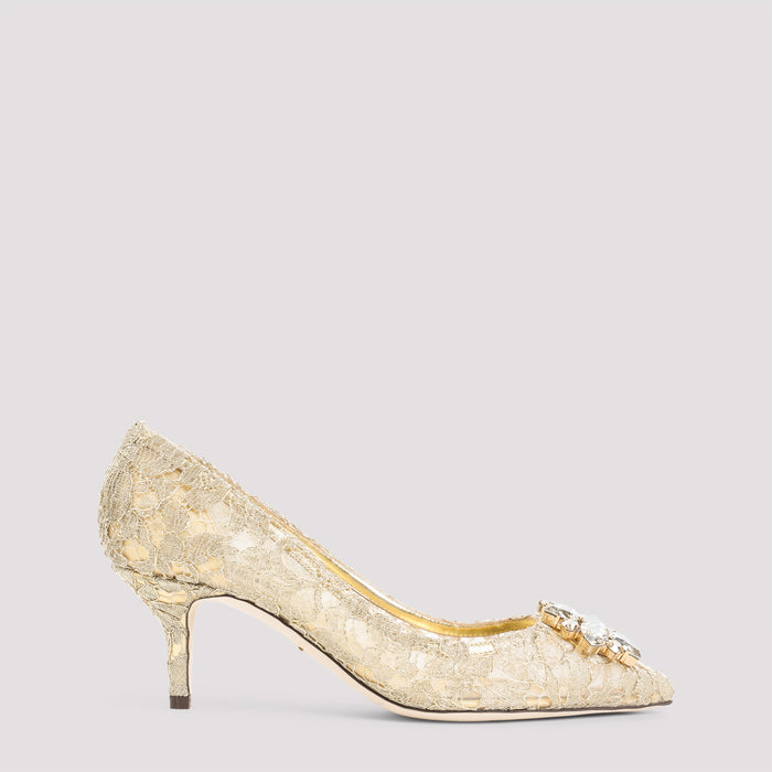 Lace Pumps Metallic Shoe
