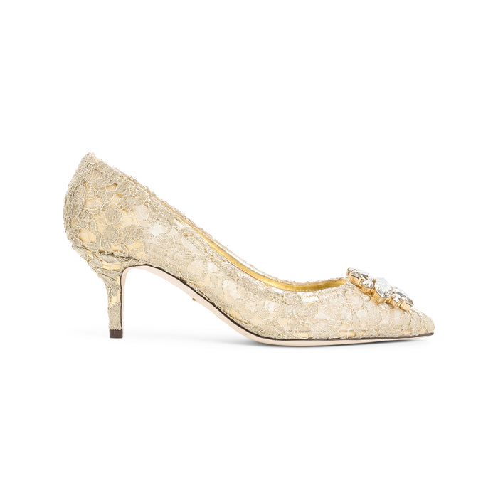 Lace Pumps Metallic Shoe