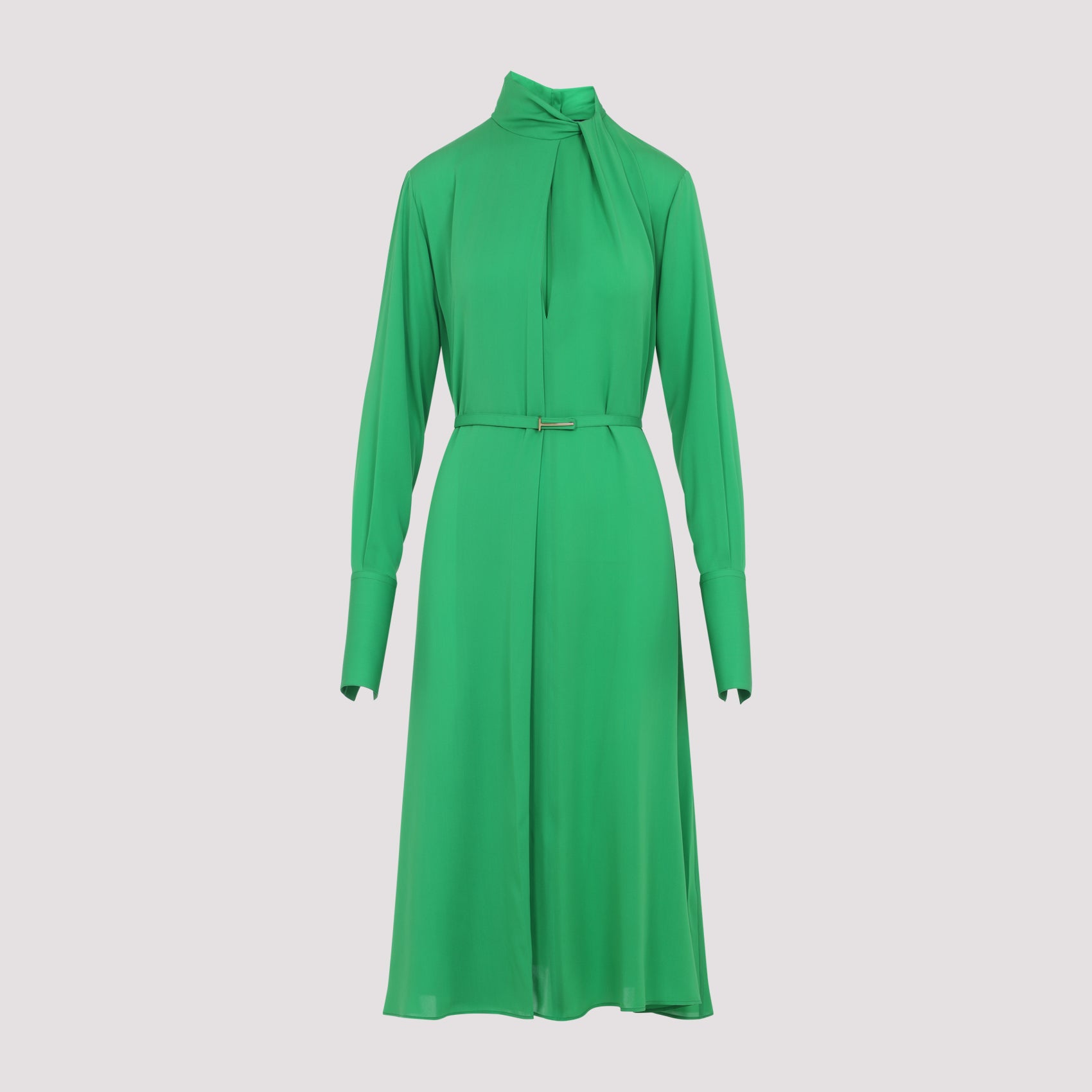 Washed Silk Midi Dress Green