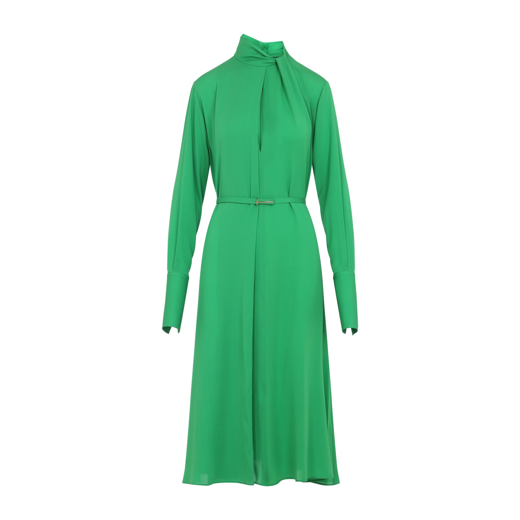 Washed Silk Midi Dress Green