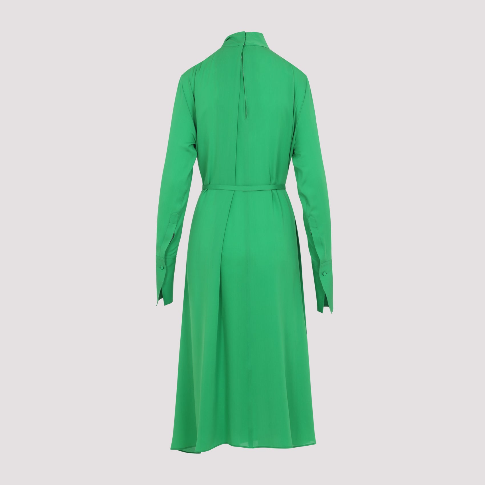 Washed Silk Midi Dress Green