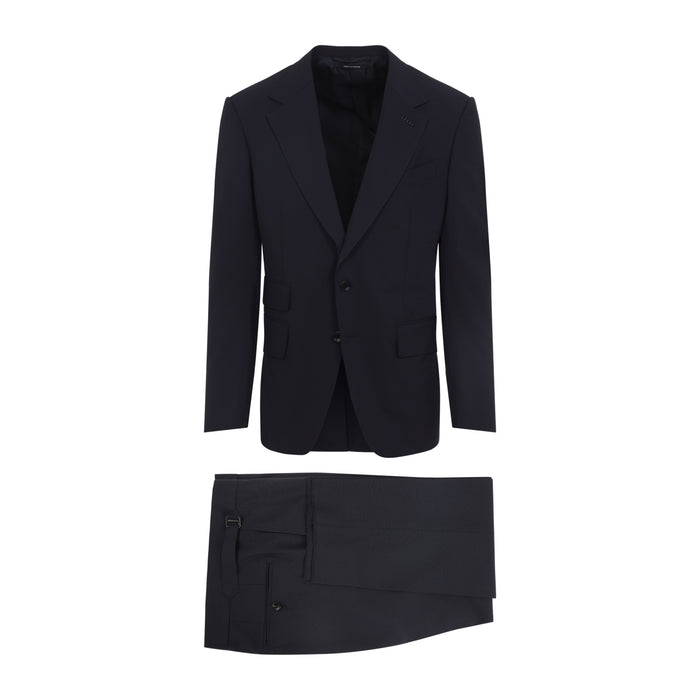 Wool Suit Blue Spandex