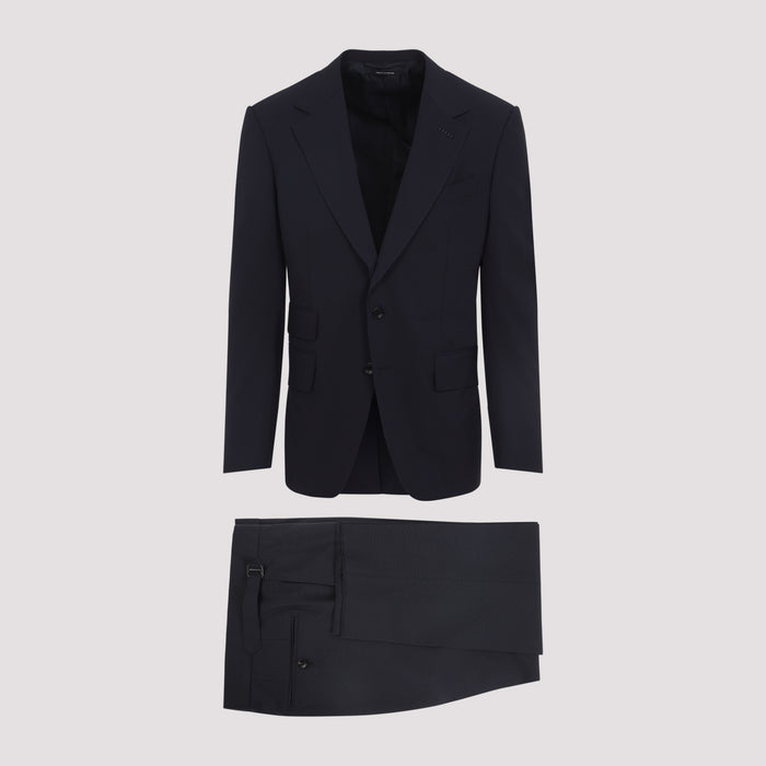 Wool Suit Blue Spandex