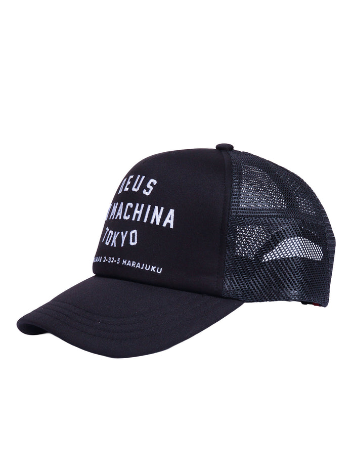 Harajuku Address Trucker Black Polyester Lining Cotton Hat