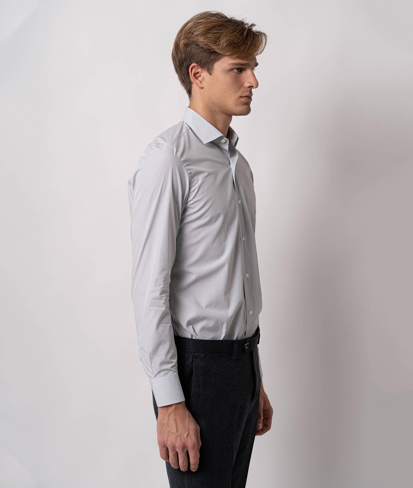 Tailored Cotton Shirt Mayfair Gray Hand Made
