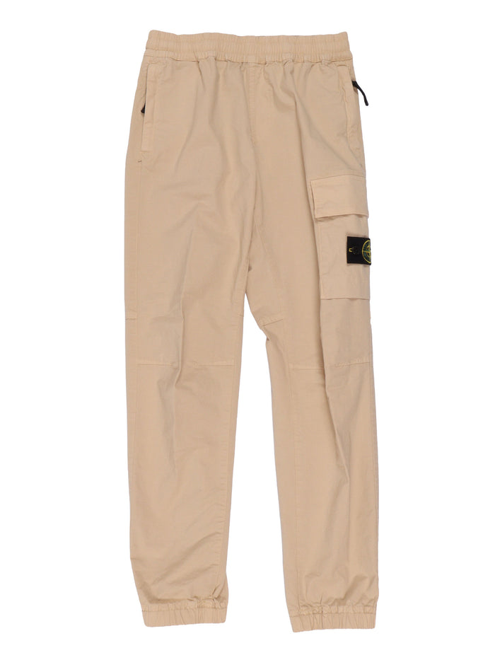 REGULAR TAPERED PANTS Beige Cotton Elastane
