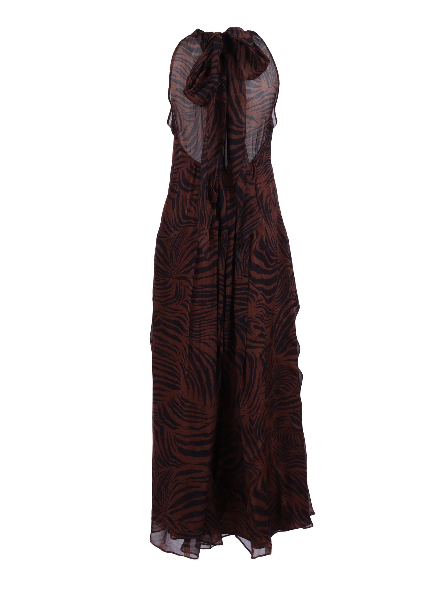 Dress Brown Silk Lining Polyester Midi