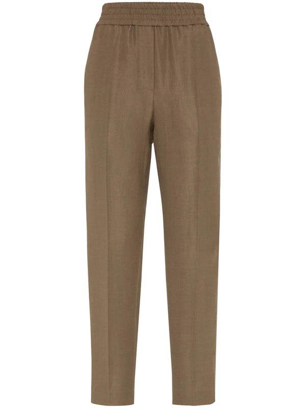 Brunello Cucinelli Viscose 73% trousers in olive brown