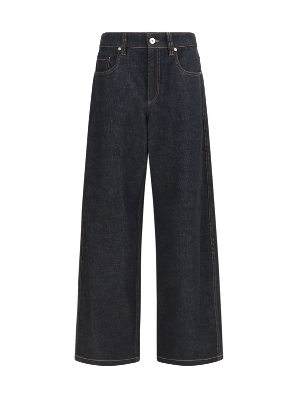 Straight-Leg Denim Jeans Nero Cotton