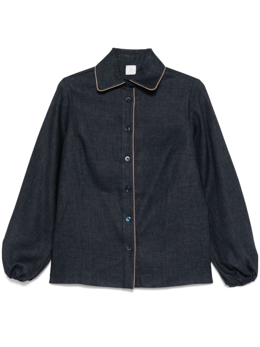 Eleventy Linen/Flax 100% shirt in navy