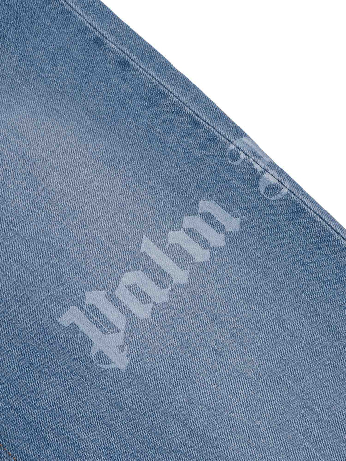 LOGO BAGGY DENIM PANTS MEDIUM BOY Light Blue Cotton Bermuda Short