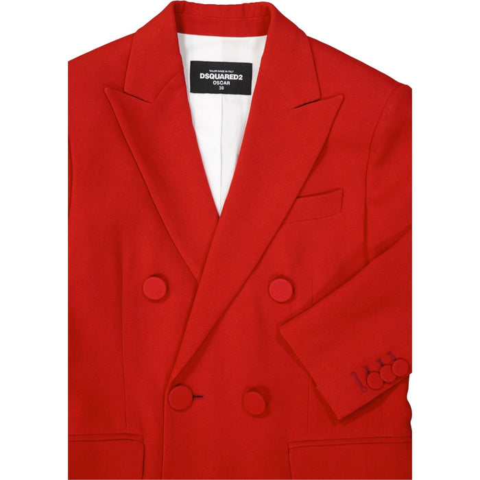 Double-Breasted Jacket Red Viscose Elastane