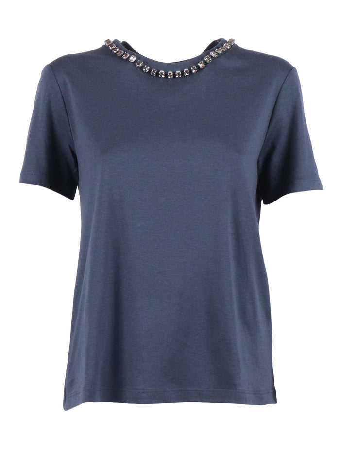T-SHIRT Blue Cotton Modal Short Sleeves