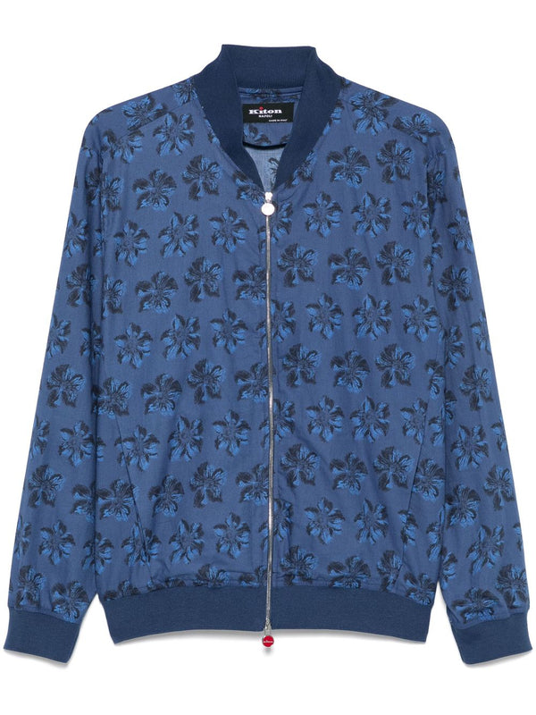 Kiton Cotton 100% bomber jacket in navy blue