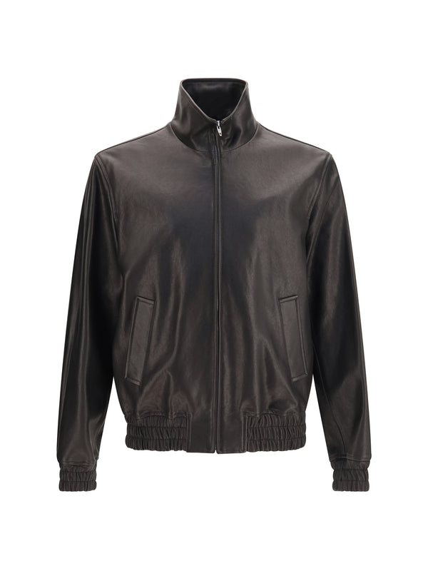 Leather Zip Jacket Black Lamb