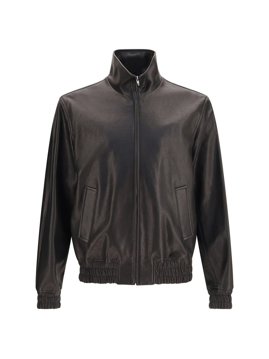 Leather Zip Jacket Black Lamb