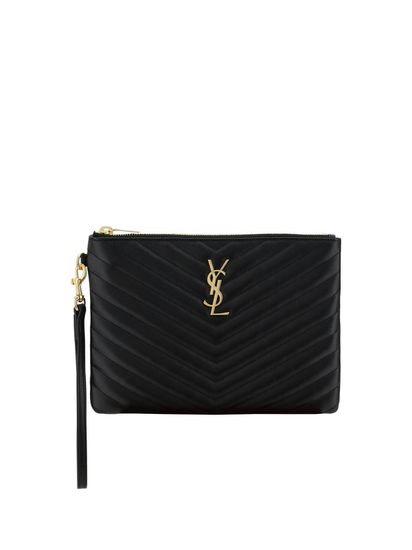 Pouch Bag Matelassé Black Calf Leather Make Up