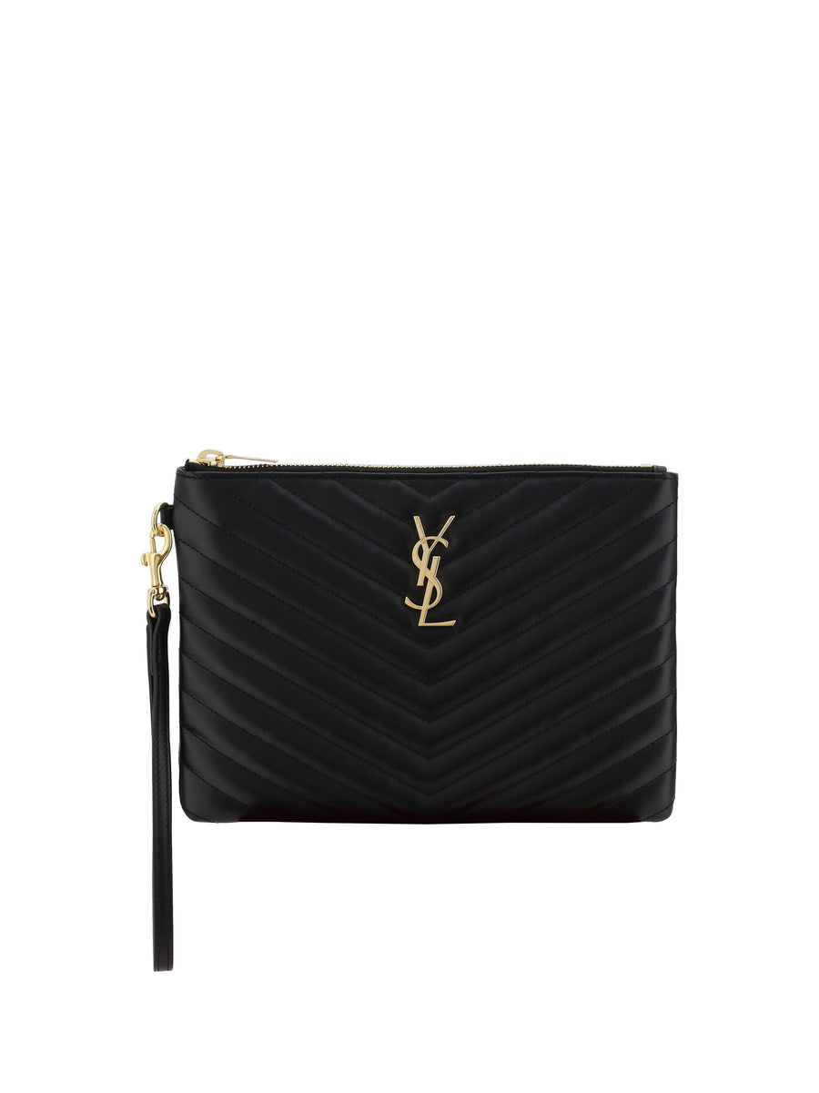 Pouch Bag Matelassé Black Calf Leather Make Up