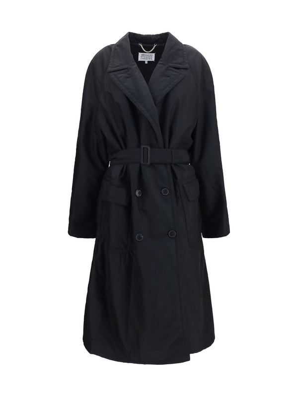 Double-Breasted Belted Coat Black