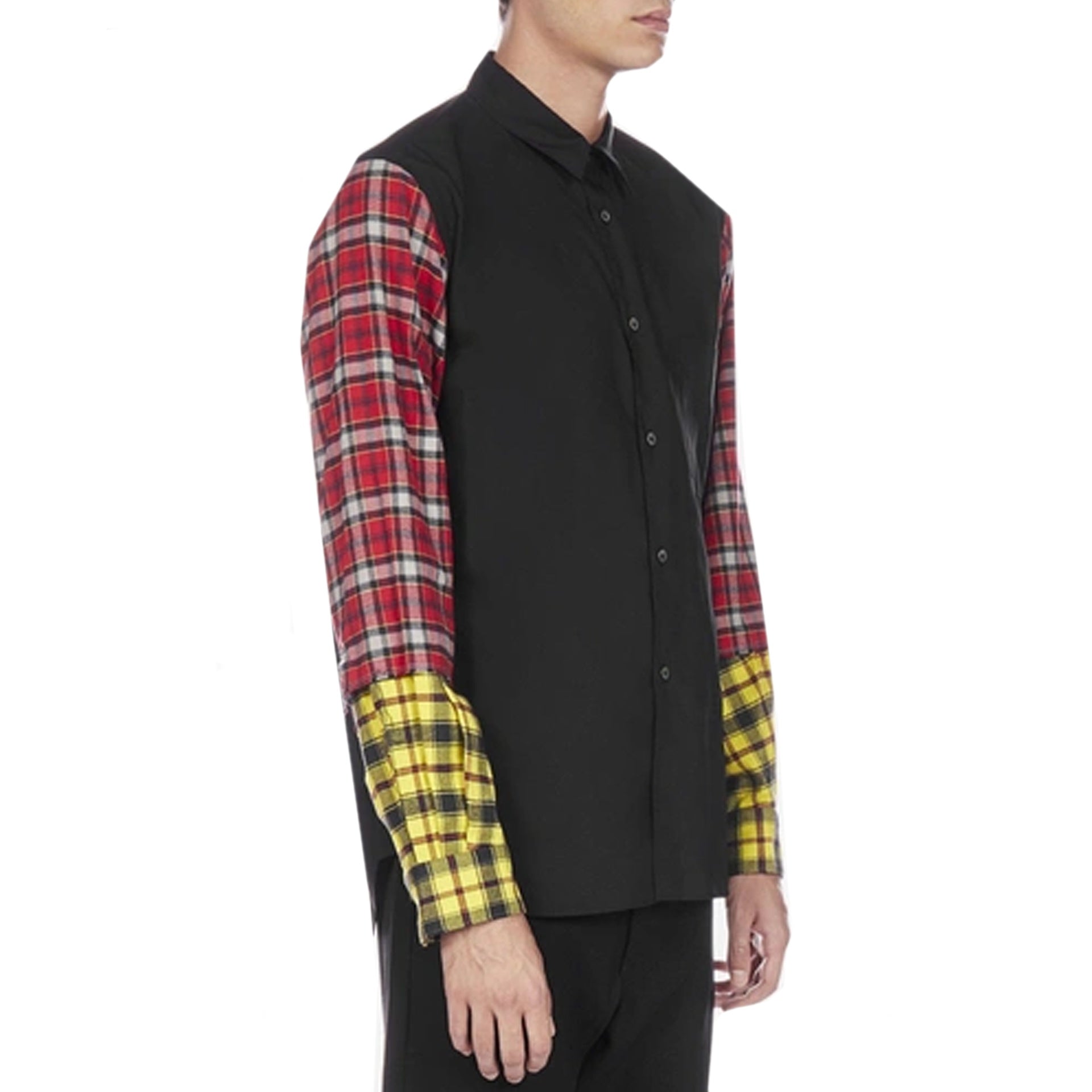 Comme Des Garçons Checked Sleeve Shirt Black Cotton