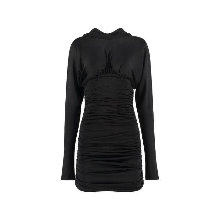 Cowl Back Mini Dress Black Viscose