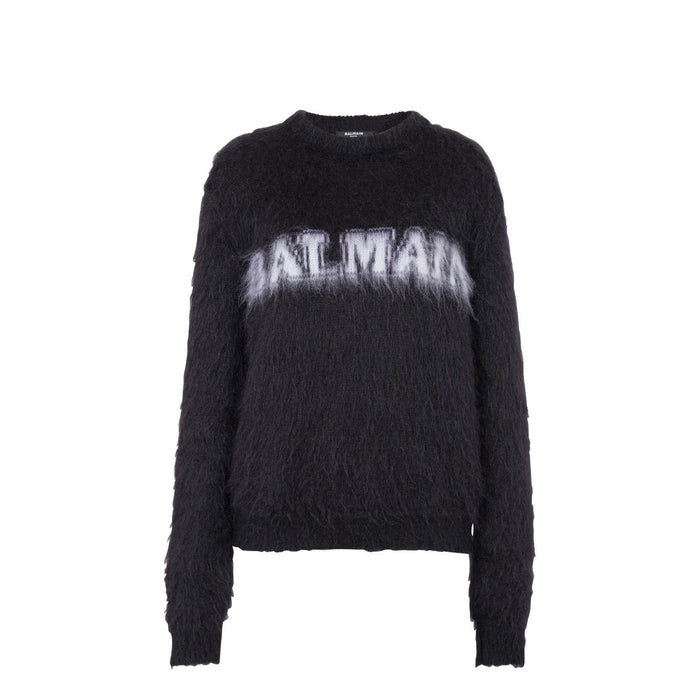 Logo Pullover Black Mohair Polyamide