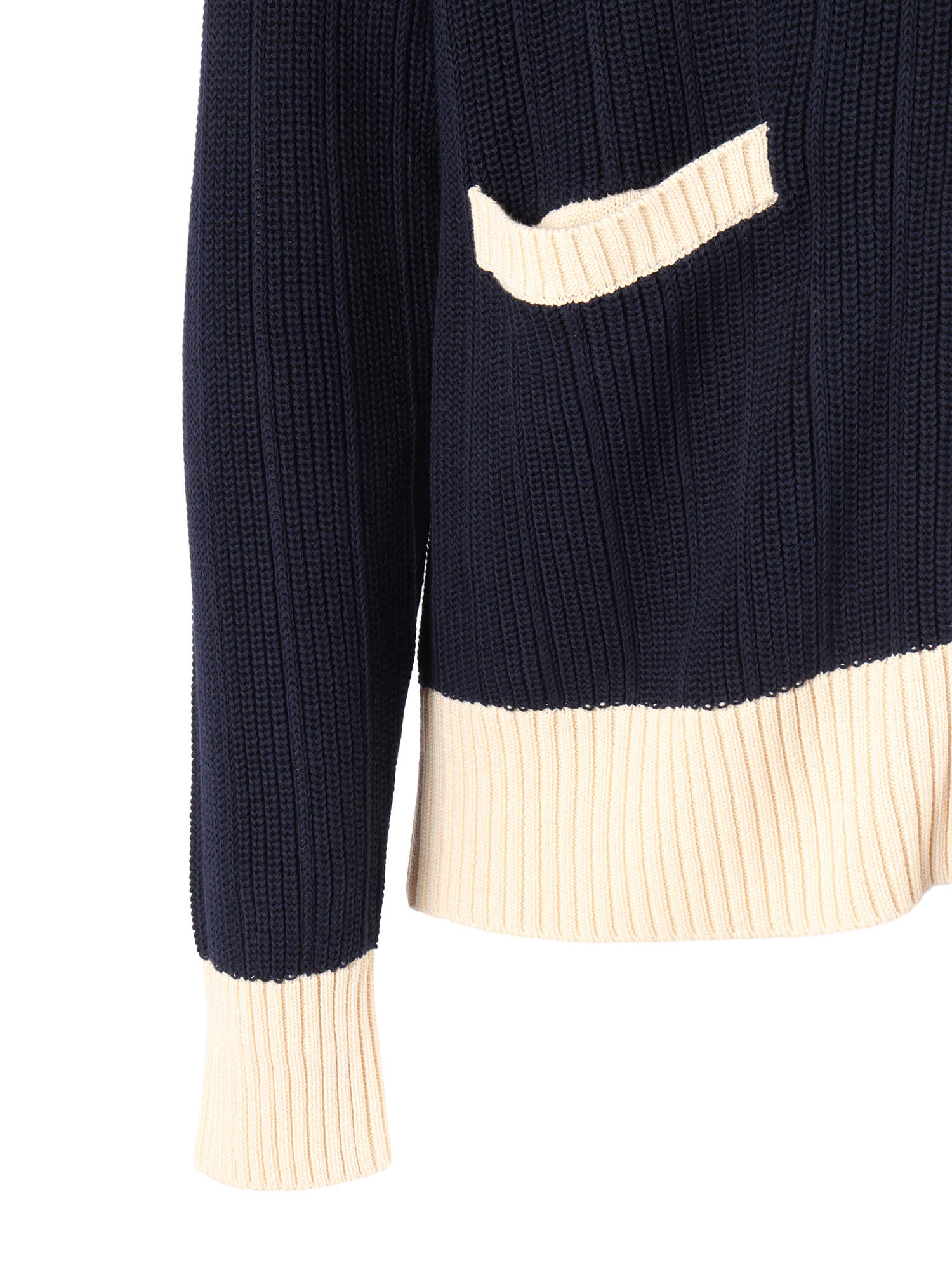 V NECK CARDIGAN Blue Cotton