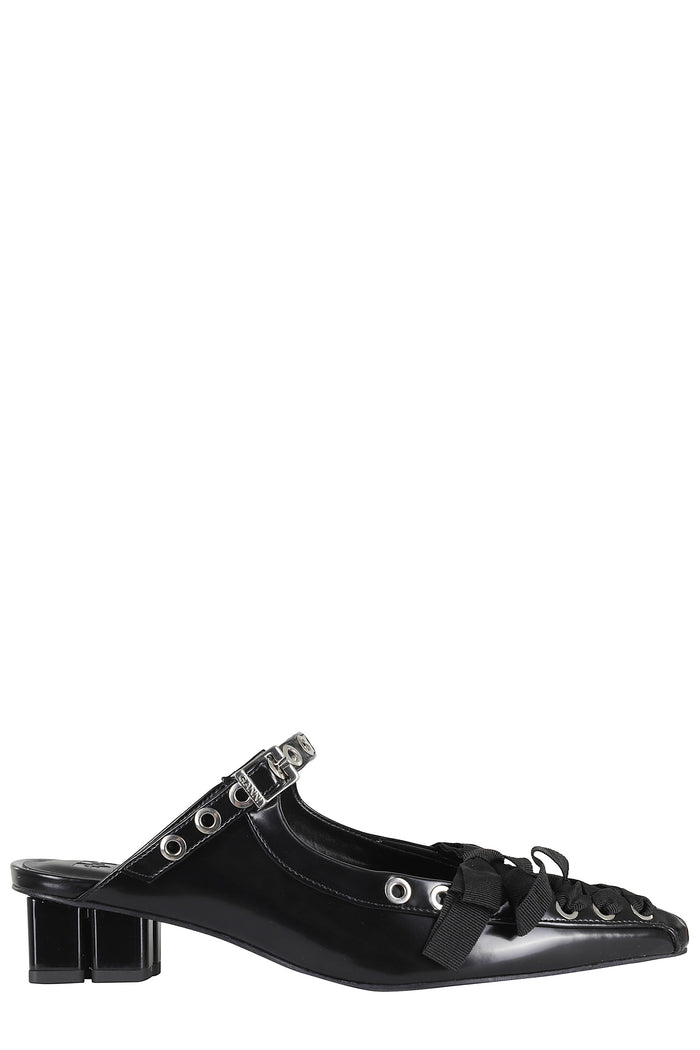 Eyelets Lace Up Mule Box Oleatex Black Recycled Polyester Calzature