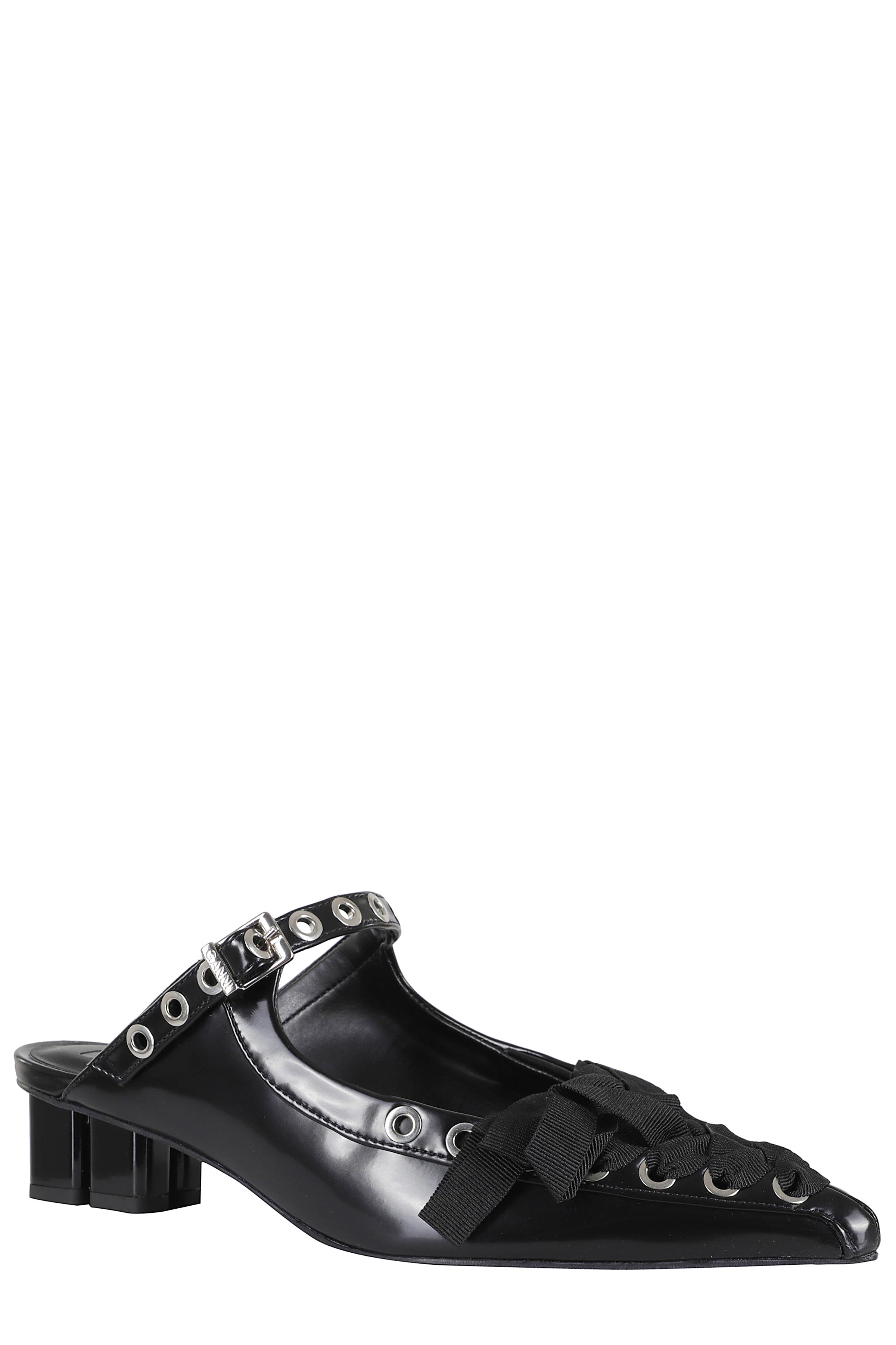 Eyelets Lace Up Mule Box Oleatex Black Recycled Polyester Calzature