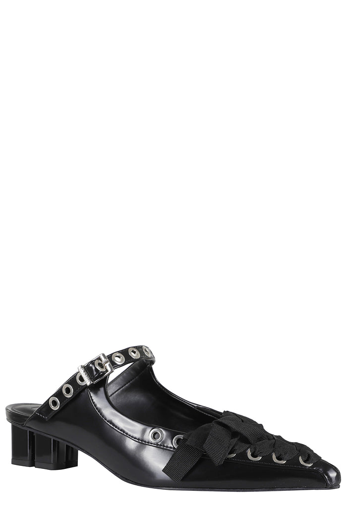 Eyelets Lace Up Mule Box Oleatex Black Recycled Polyester Calzature