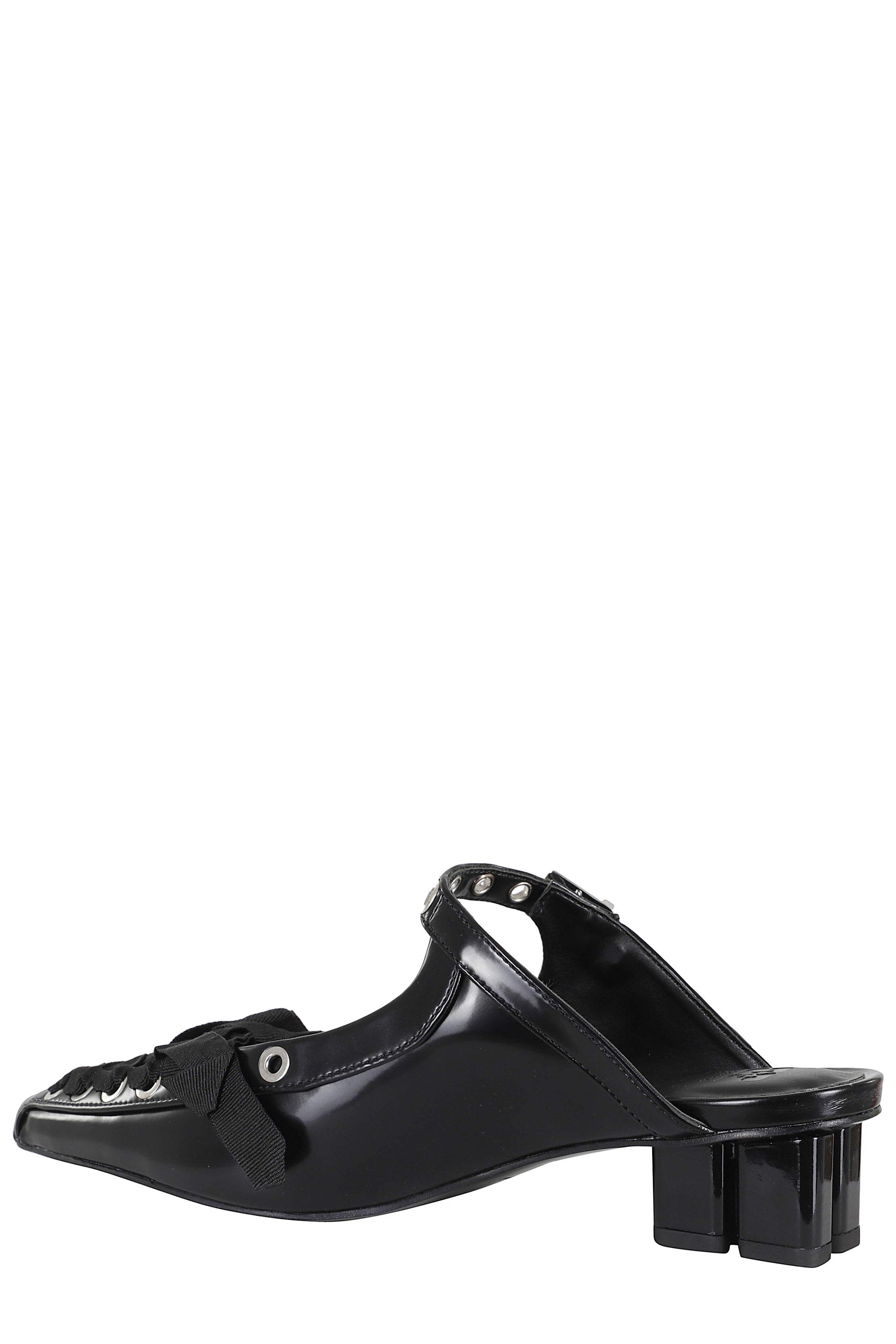 Eyelets Lace Up Mule Box Oleatex Black Recycled Polyester Calzature