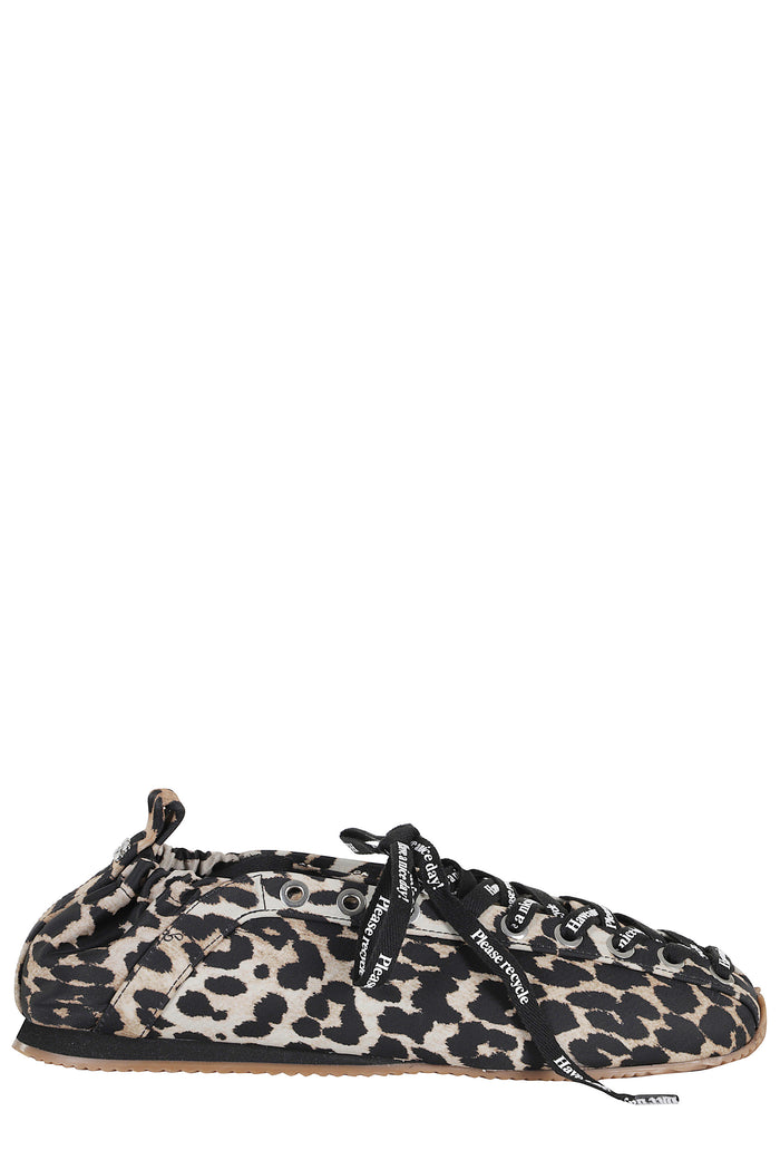 Lace Up Sporty Ballerina Nylon Brown Recycled Polyamide Calzature