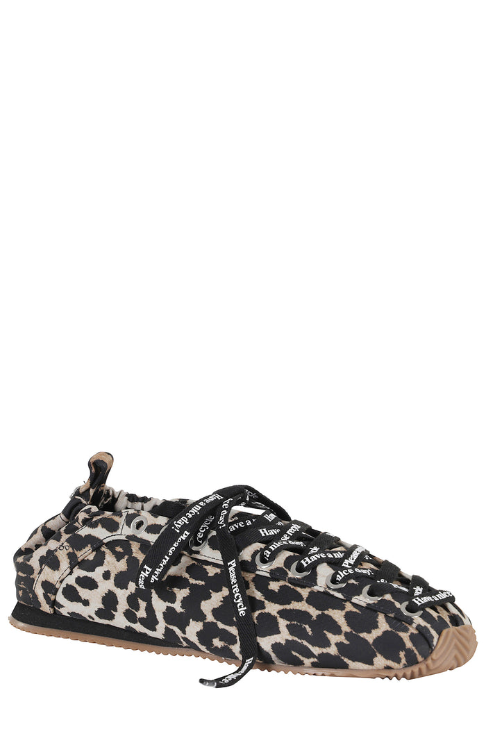 Lace Up Sporty Ballerina Nylon Brown Recycled Polyamide Calzature