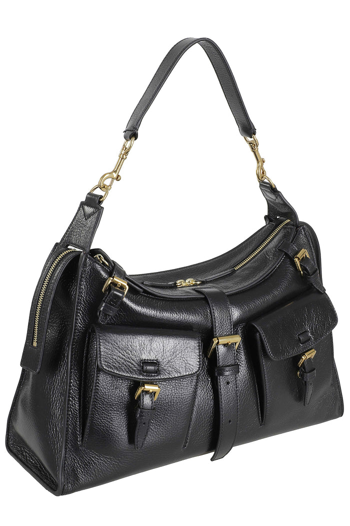 Roxanne Shoulder High Shine Leather Black Borsa