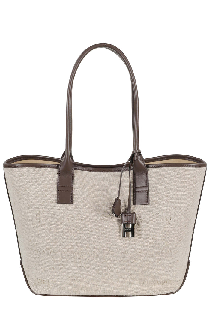 Address Shopping Piccola Nude & Neutrals Lino Inserti: Pelle Borsa