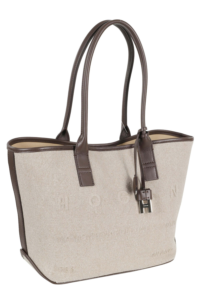 Address Shopping Piccola Nude & Neutrals Lino Inserti: Pelle Borsa