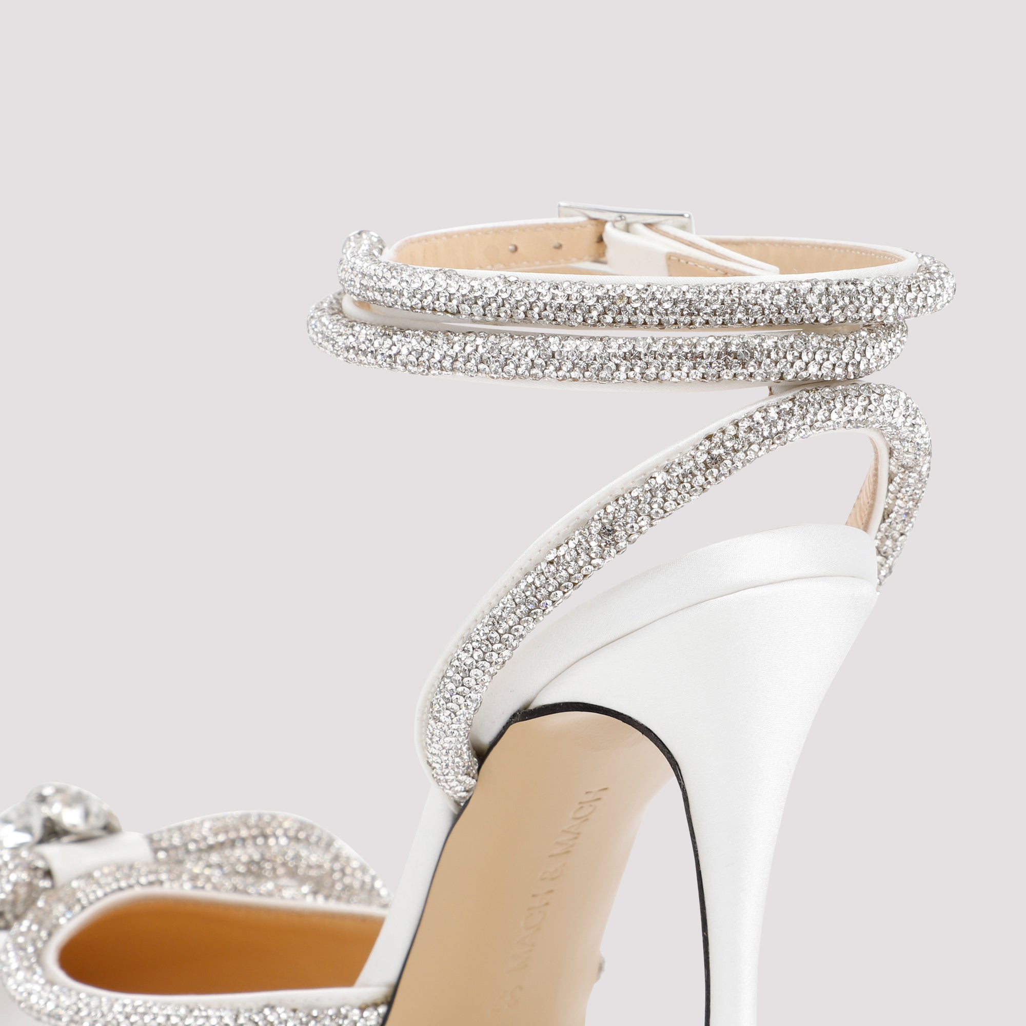 Double Bow High Heels White Silk