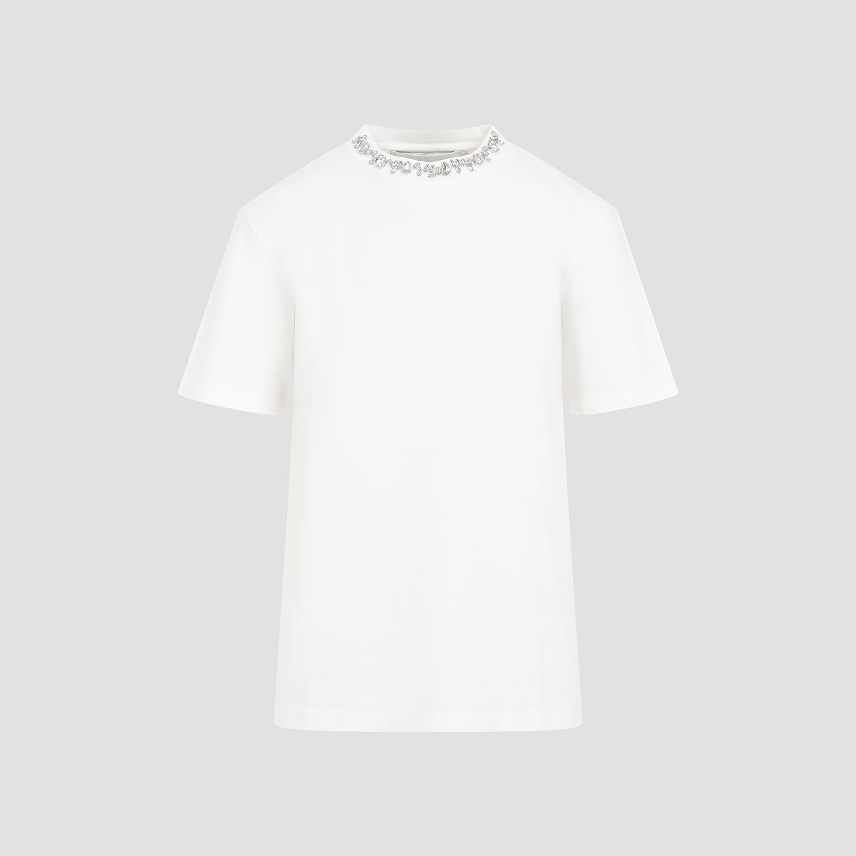 W Embroidery T-shirt White Cotton Tshirt