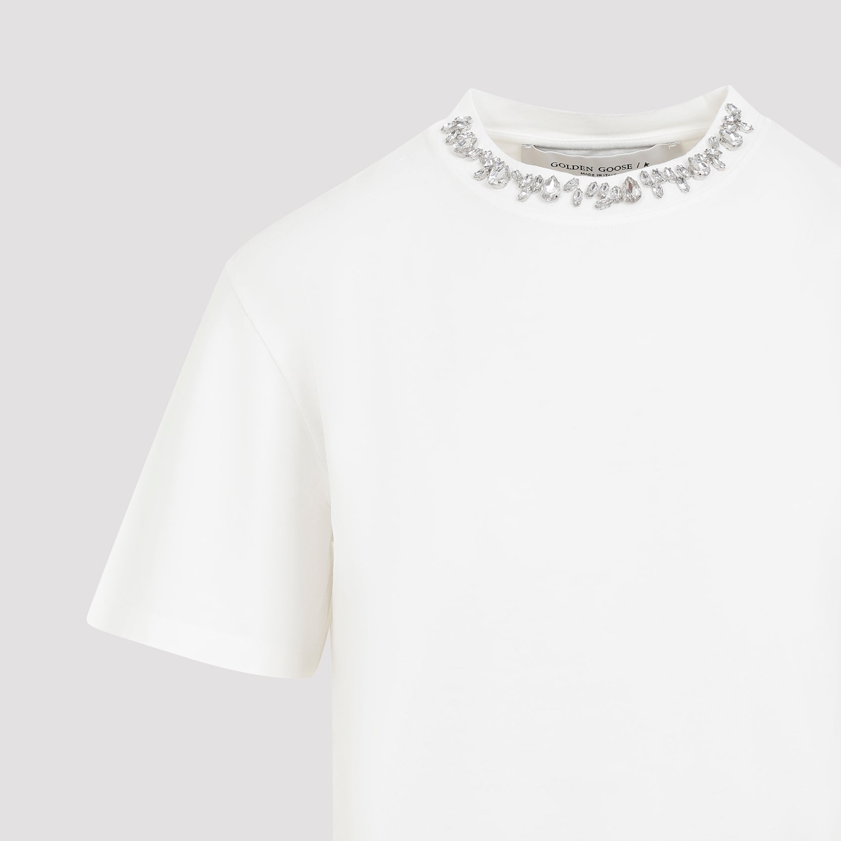 W Embroidery T-shirt White Cotton Tshirt