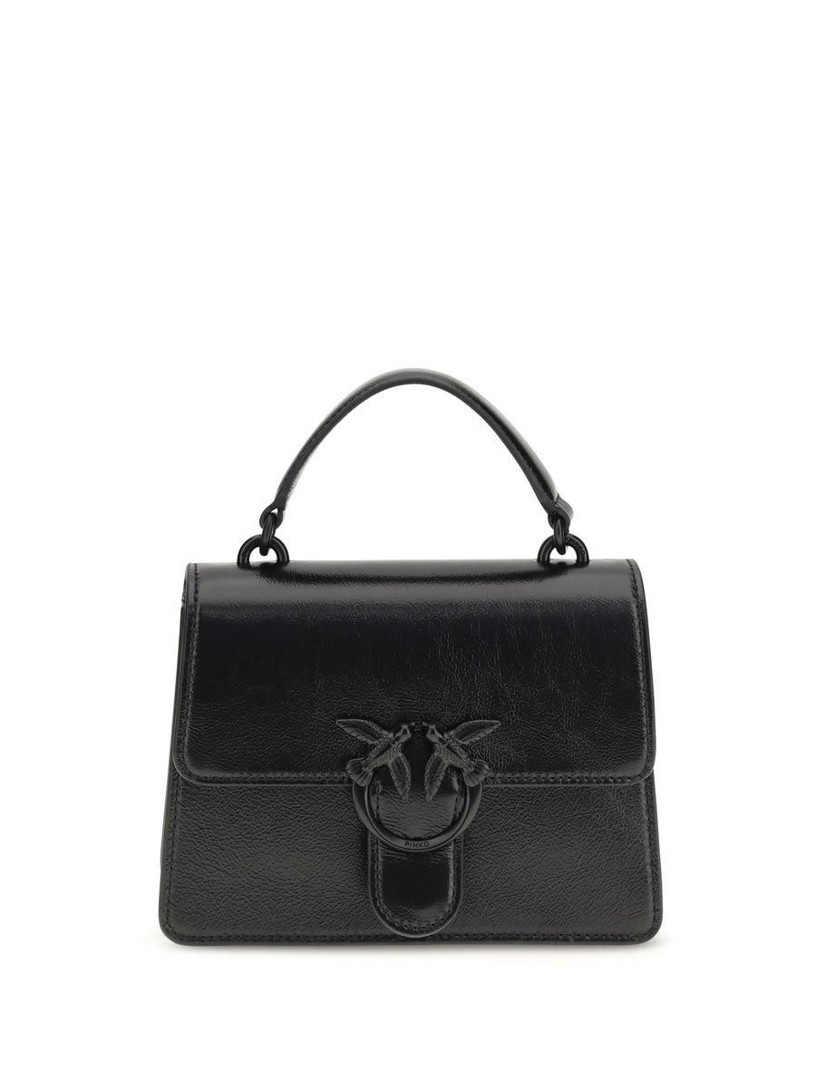 Shiny Leather Love One Top Mini Handbag Nero Limousine Block Color Goatskin/hircus Goatskin Handbags