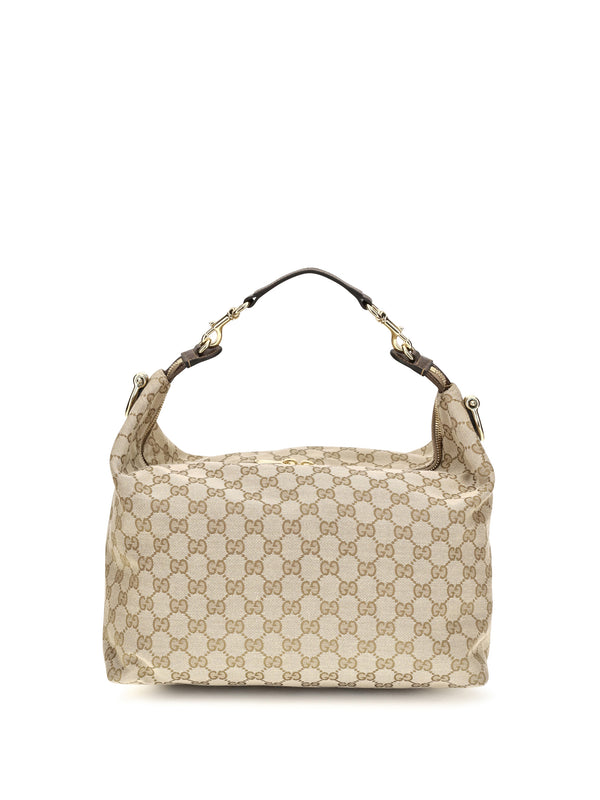 Handbag Medium Brera Gg Canvas Vintage Sand/dark Brown/green Fabric Shoulder Bags