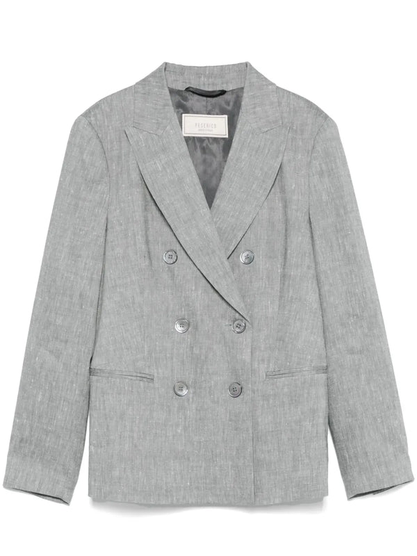 Peserico Outer: Linen/Flax 56% blazer in gray