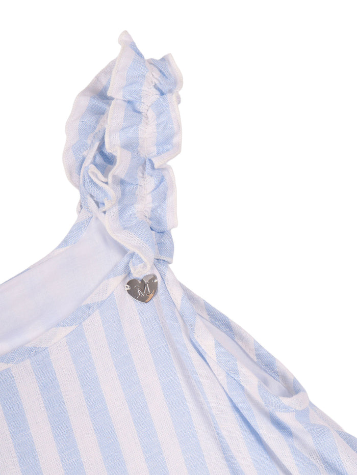 Striped Linen-Viscose Dress Light Blue Linen Viscose Lining Cotton