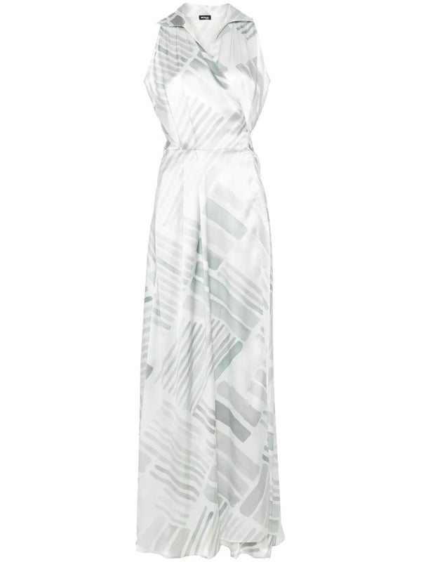 Kiton Silk 100% maxi dress in gray