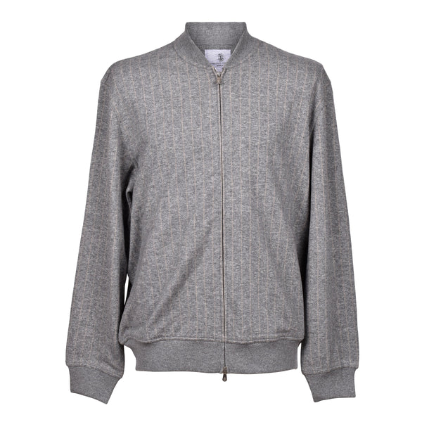 Brunello Cucinelli Mens Gray Wool Zip Sweater Clothing