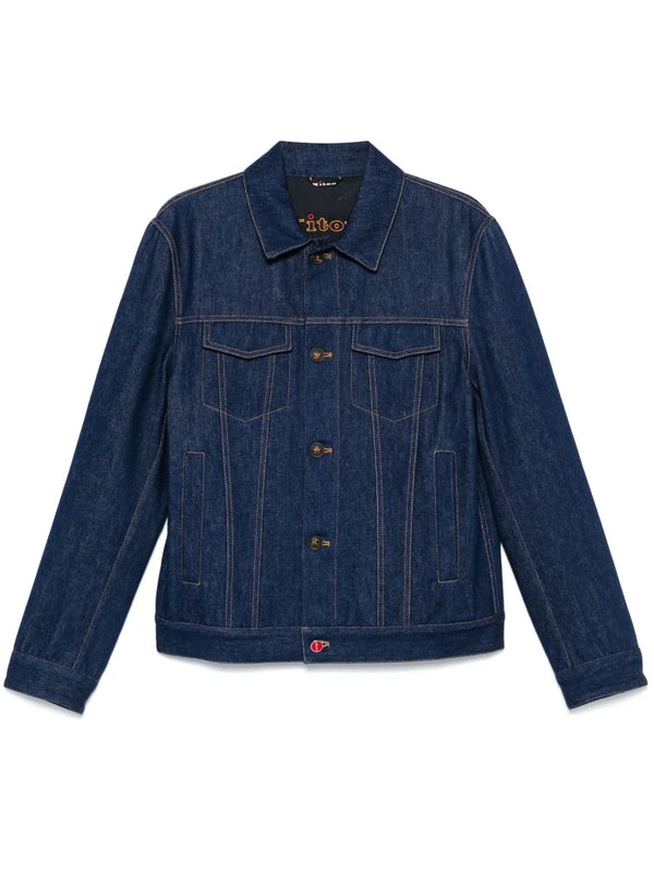Kiton Outer: Lambskin 100% jacket in blue