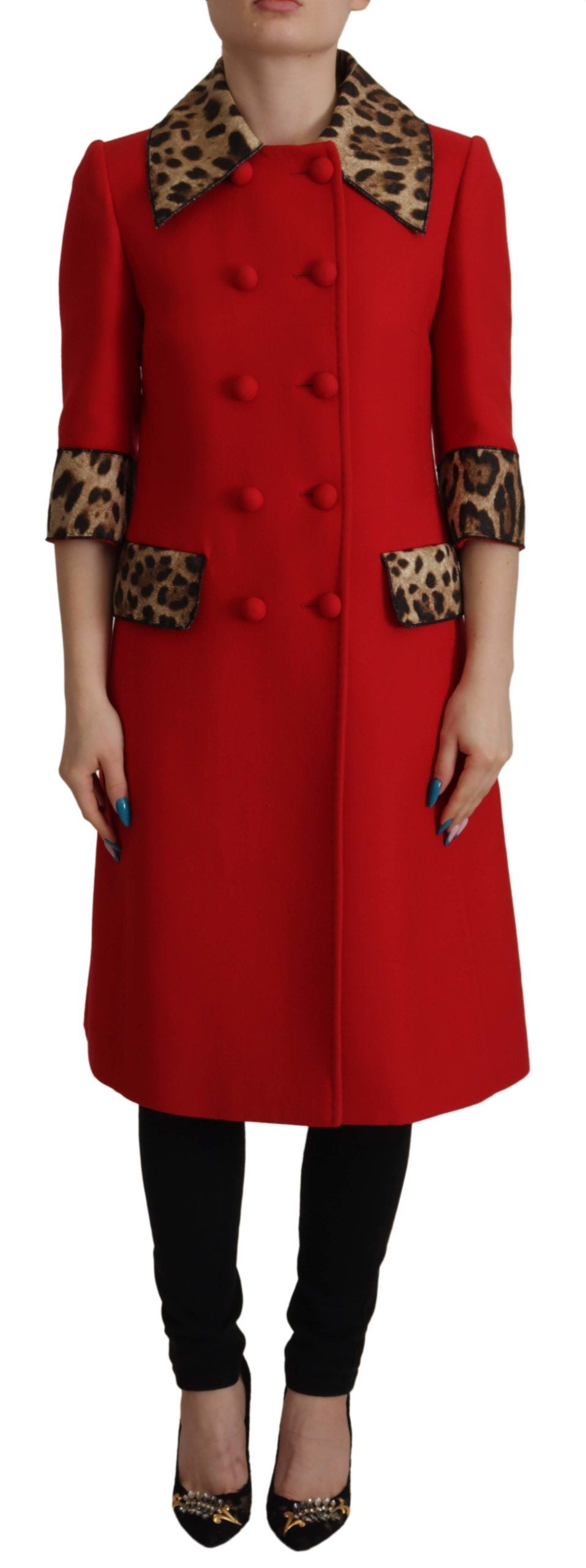 Dolce & Gabbana 85% Wool trench coat in red — view 7